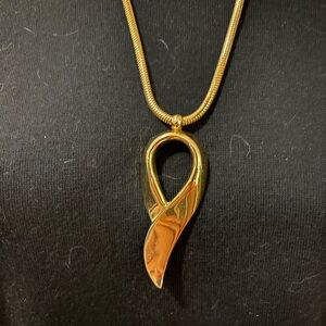 Trifari Gold Abstract Pendant Necklace